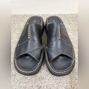 VTG Skechers Womens Sz 9 Shoes Black Leather Comfort Chunky Y2K Platform Sandals